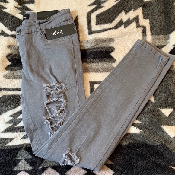 Hype Denim - 🆕 Hype Gray Distressed Skinny Jeans Size: 9
